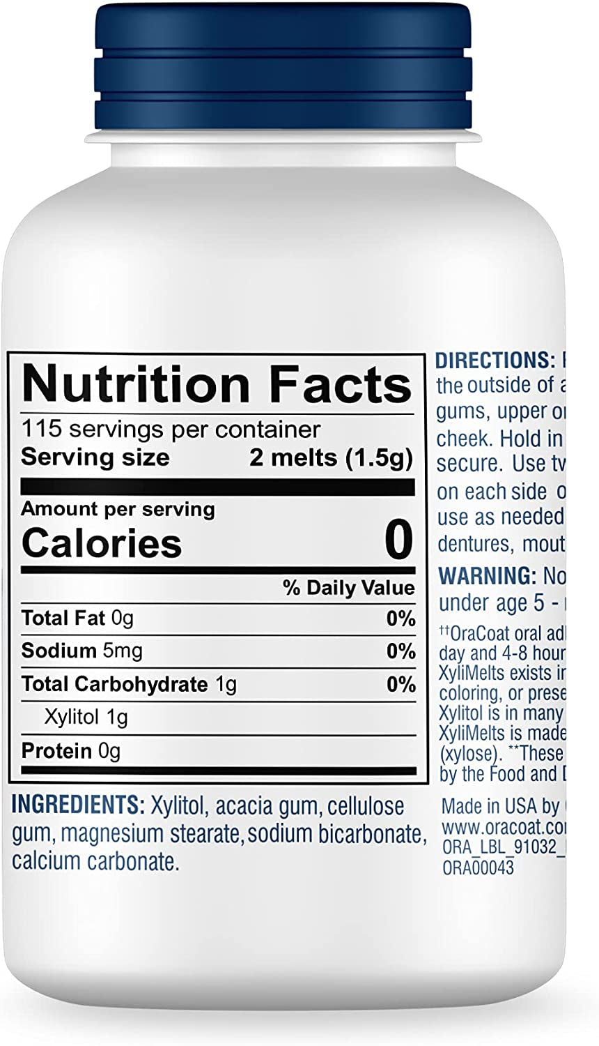 Xylimelts Dry Mouth Relief Oral Adhering Discs Slightly Sweet with Xylitol, for Dry Mouth, Stimulates Saliva, Non-Acidic, Day and Night Use, Time Release for up to 8 Hours, 230 Count