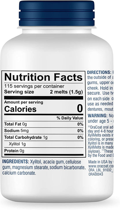 Xylimelts Dry Mouth Relief Oral Adhering Discs Slightly Sweet with Xylitol, for Dry Mouth, Stimulates Saliva, Non-Acidic, Day and Night Use, Time Release for up to 8 Hours, 230 Count
