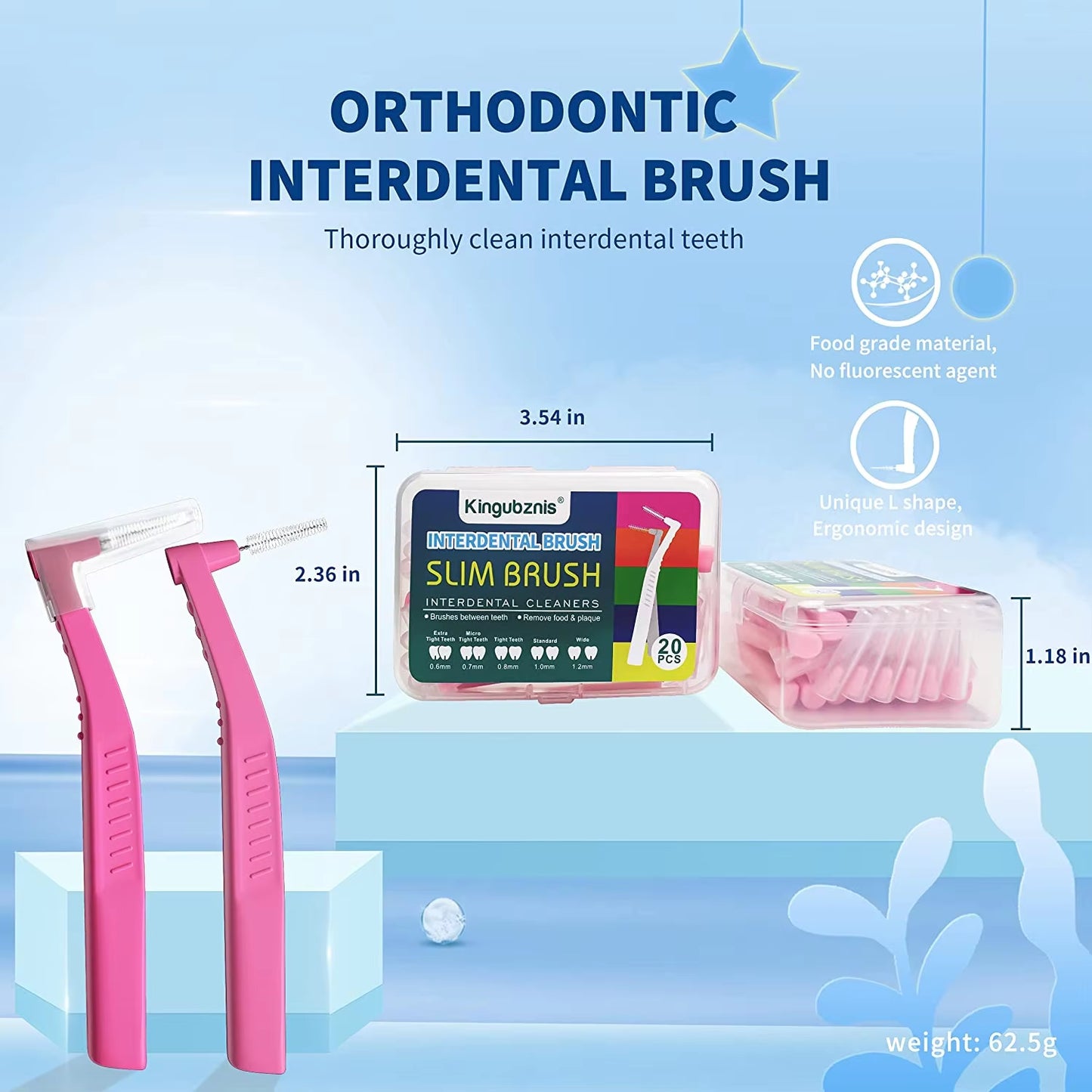 20Pcs Interdental Brush for Dental Orthodontics Clean between Teeth Cleaning Tools Soft Mini Brush with Dust Cover