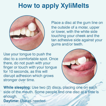 Xylimelts Dry Mouth Relief Oral Adhering Discs Slightly Sweet with Xylitol, for Dry Mouth, Stimulates Saliva, Non-Acidic, Day and Night Use, Time Release for up to 8 Hours, 230 Count