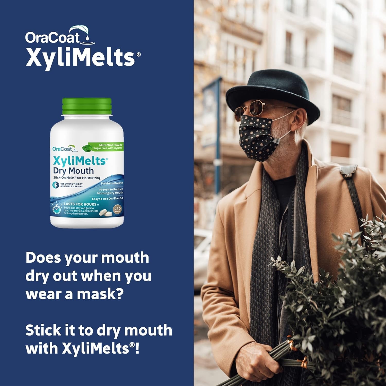 Xylimelts for Dry Mouth Night Time or Day - Moisturizing Dry Mouth Adhering Discs, Sugar Free with Xylitol, 230 Count, Mint Flavor, 8-Hour Relief