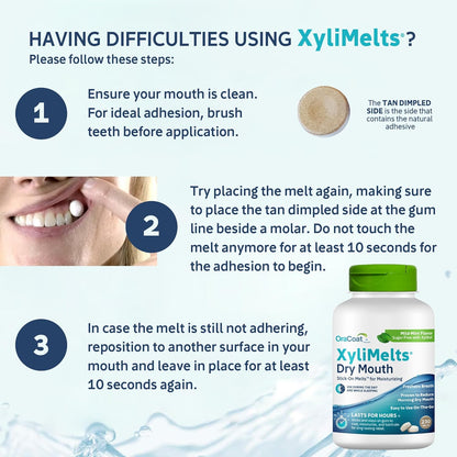 Xylimelts for Dry Mouth Night Time or Day - Moisturizing Dry Mouth Adhering Discs, Sugar Free with Xylitol, 230 Count, Mint Flavor, 8-Hour Relief
