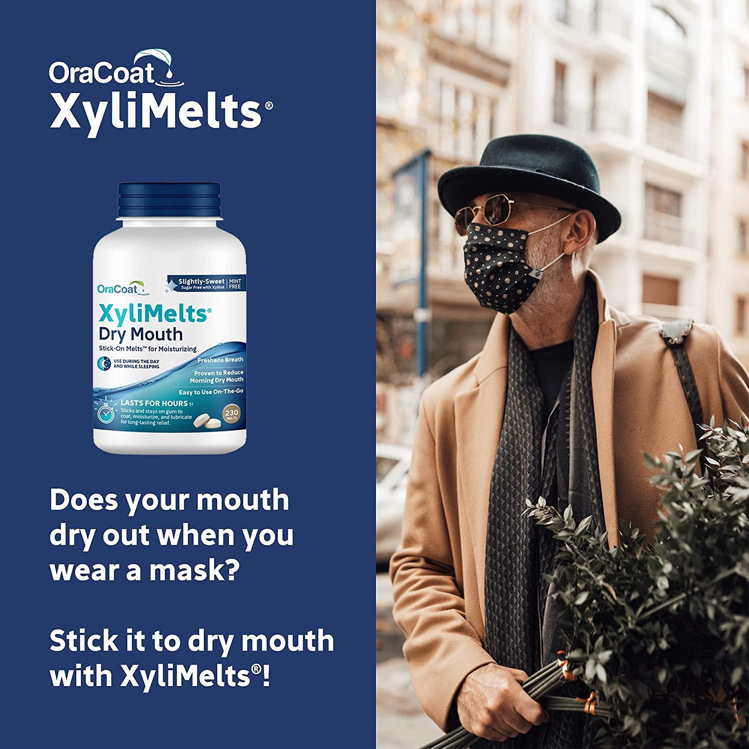 Xylimelts Dry Mouth Relief Oral Adhering Discs Slightly Sweet with Xylitol, for Dry Mouth, Stimulates Saliva, Non-Acidic, Day and Night Use, Time Release for up to 8 Hours, 230 Count