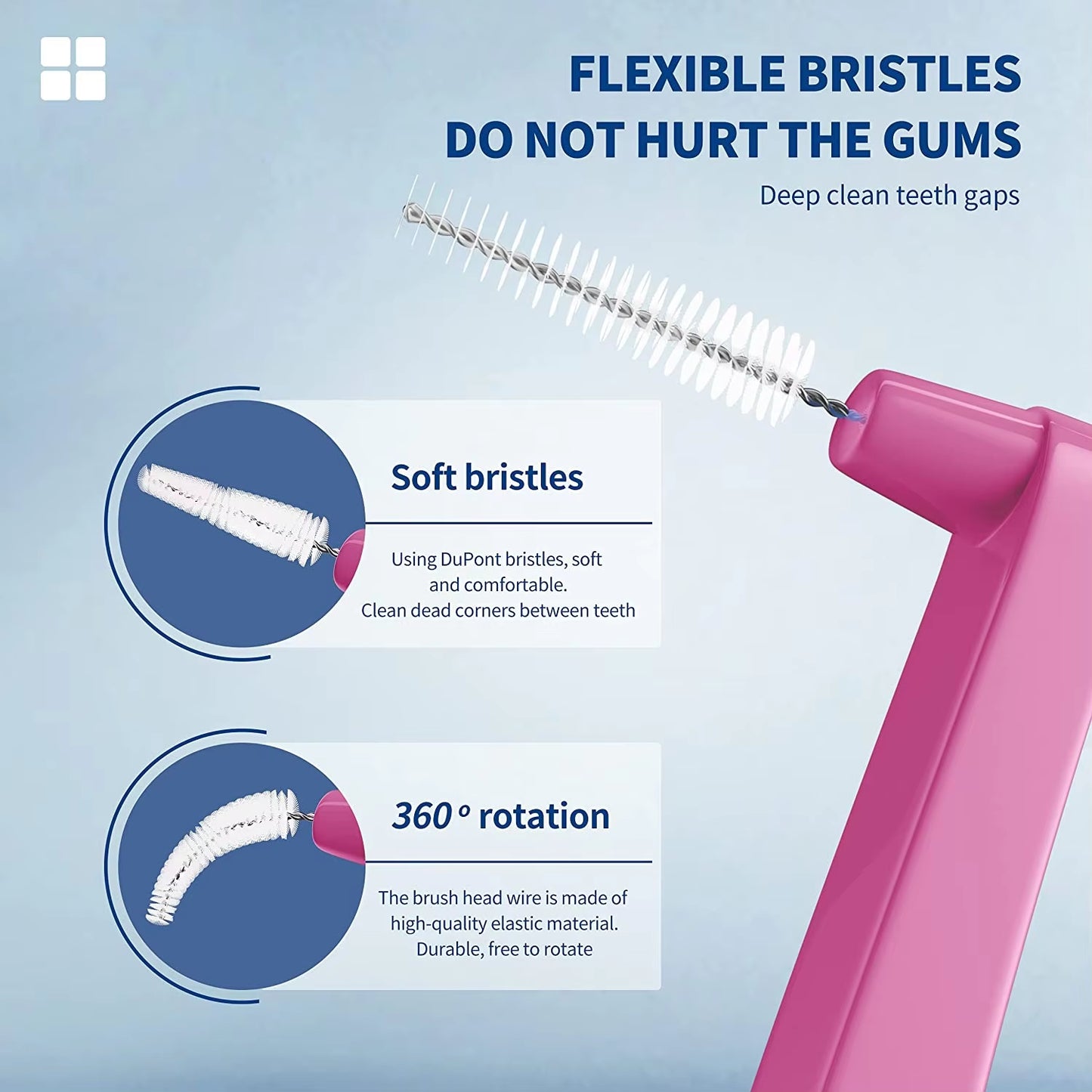 20Pcs Interdental Brush for Dental Orthodontics Clean between Teeth Cleaning Tools Soft Mini Brush with Dust Cover