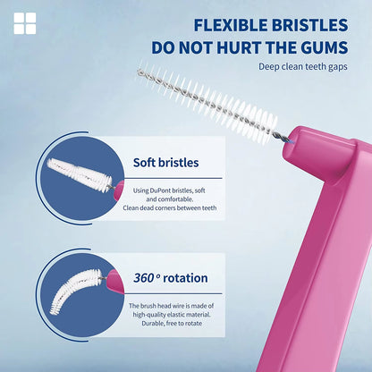20Pcs Interdental Brush for Dental Orthodontics Clean between Teeth Cleaning Tools Soft Mini Brush with Dust Cover